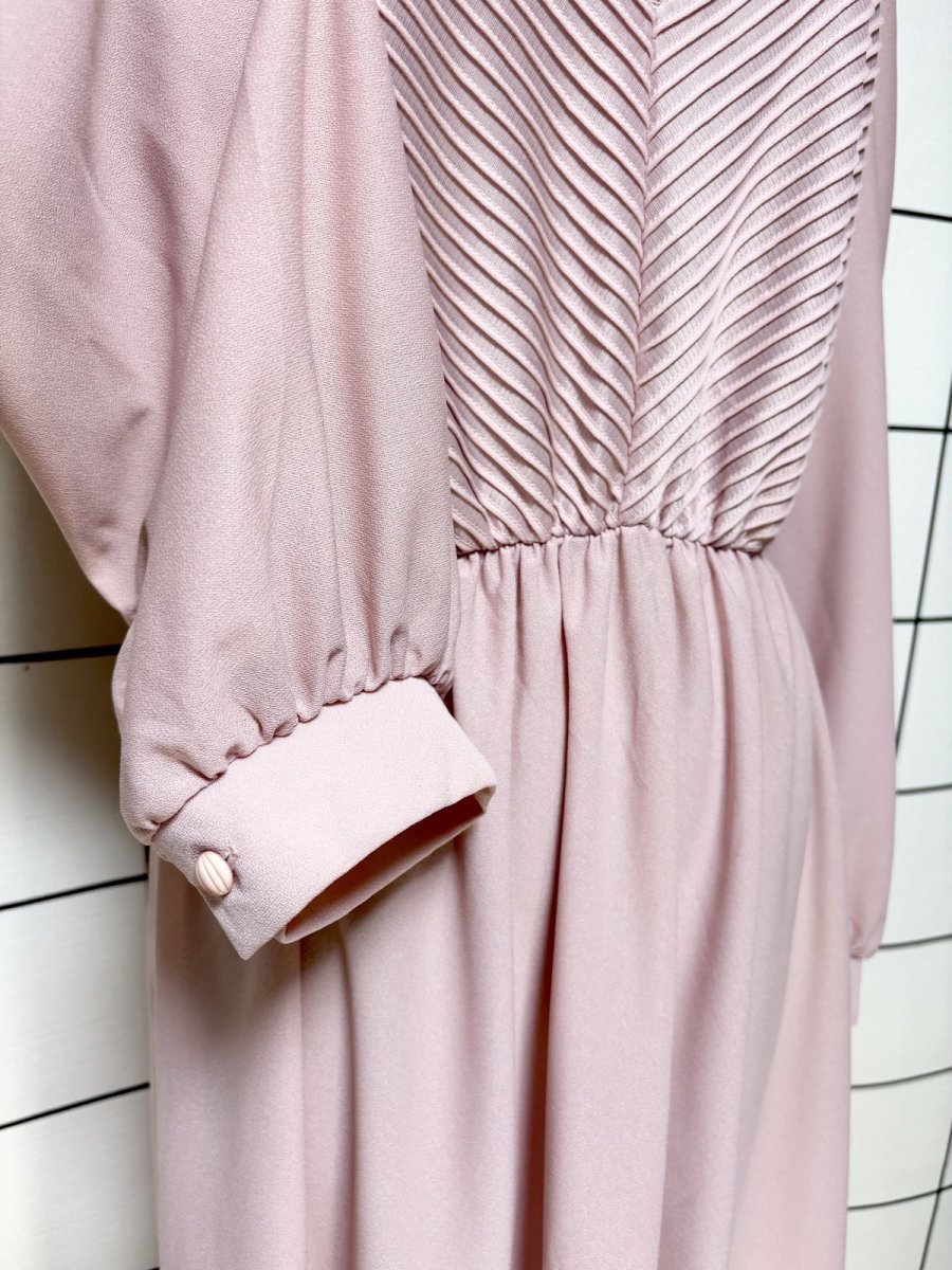 画像8: レース フロントタック ピンク UNIONMADE ウエストゴム レトロ USA古着 ヴィンテージドレス (8)