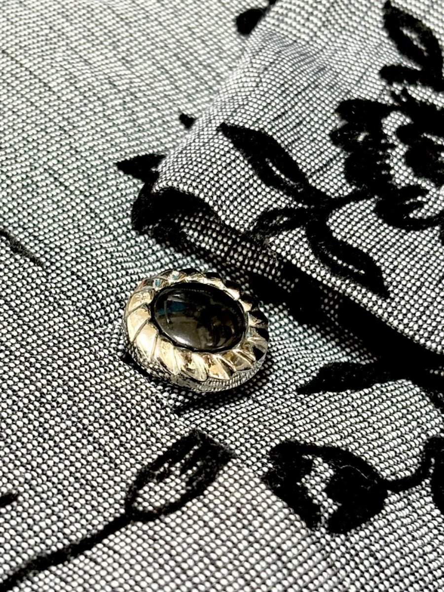 画像14: レイヤード風デザイン 花柄 バックリボン グレー レトロ El Salvador 古着 ヴィンテージワンピース (14)