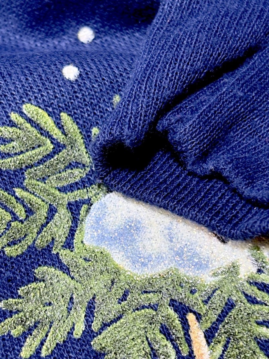 画像14: 鳥 うさぎ リス ボタニカル ドット 雪 ネイビー タートルネック レトロ USA古着 ヴィンテージスウェット (14)