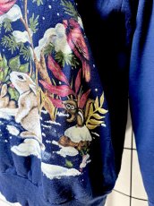 画像10: 鳥 うさぎ リス ボタニカル ドット 雪 ネイビー タートルネック レトロ USA古着 ヴィンテージスウェット (10)