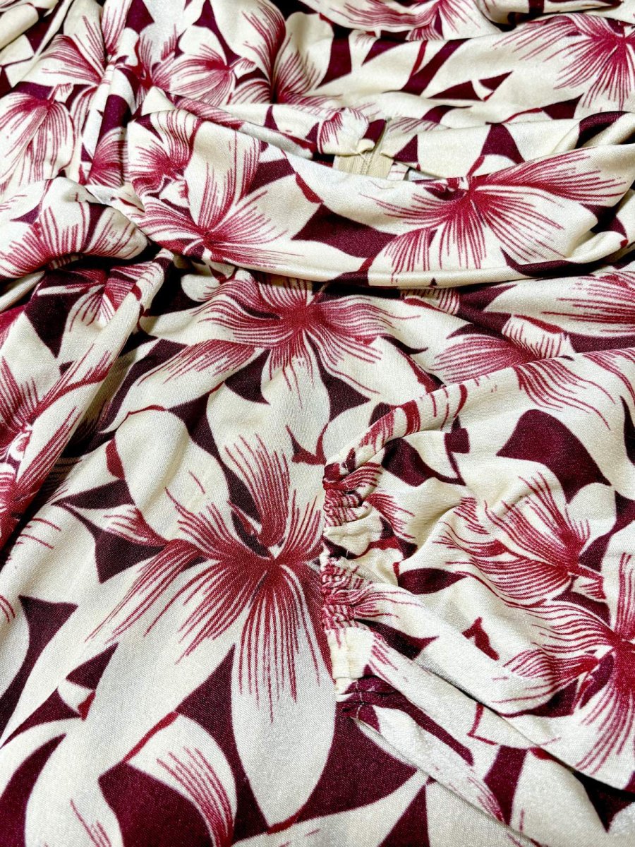 画像10: 花柄 タートルネック ウエストゴム レトロ 長袖 ヨーロッパ古着 ヴィンテージワンピース (10)