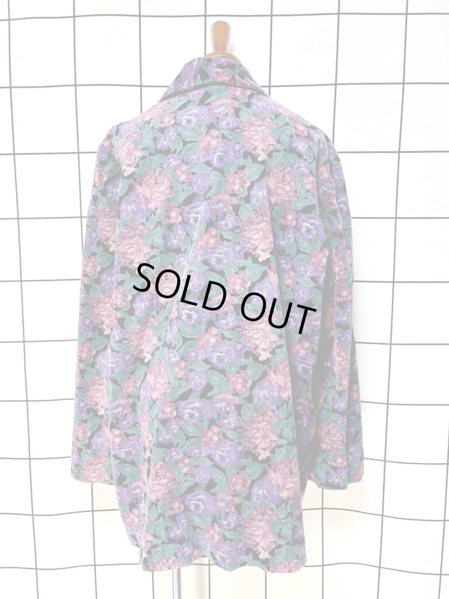 画像2: コーデュロイ 花柄 レトロ USA古着 ヴィンテージテーラードジャケット (2)