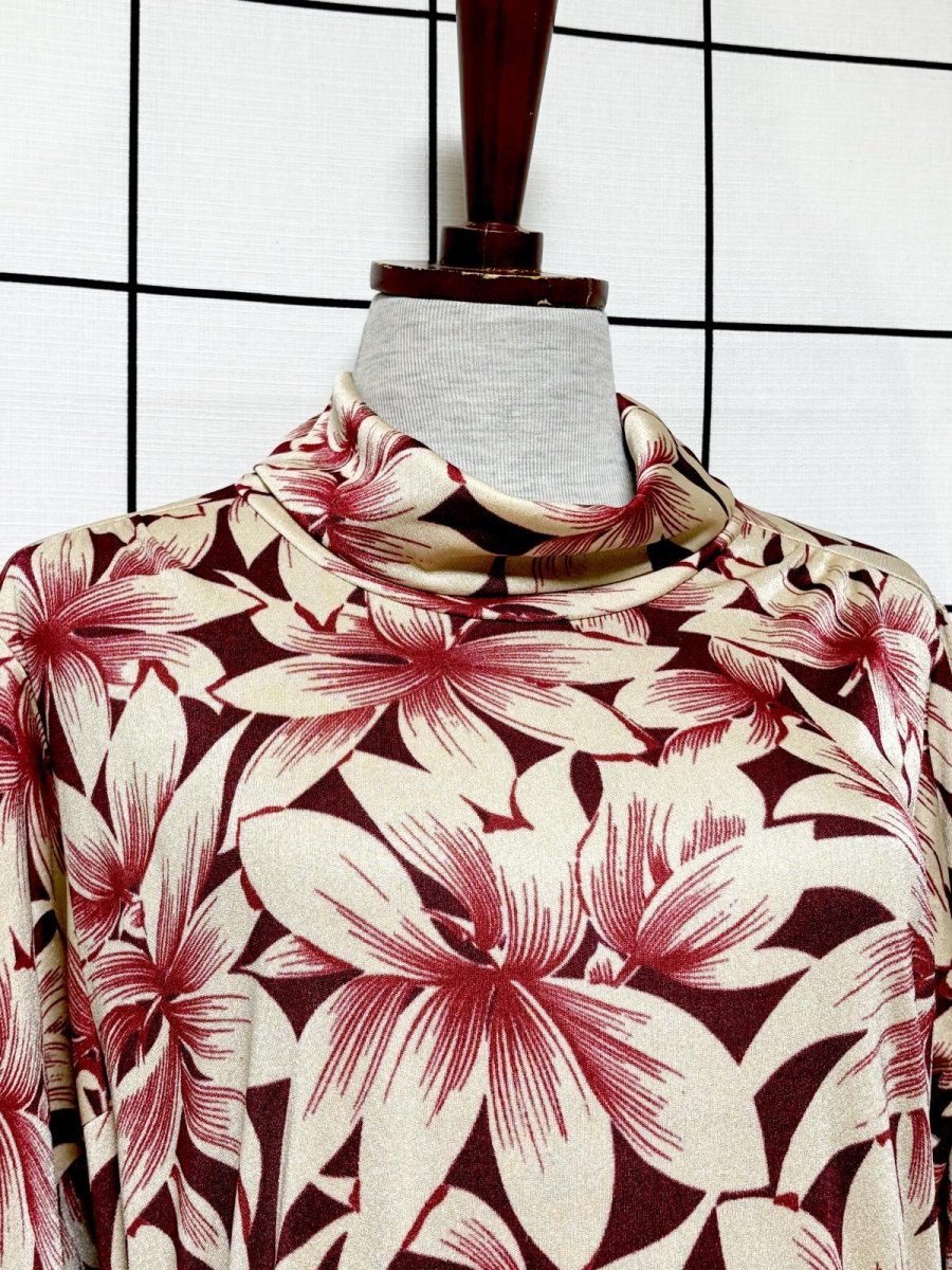 画像5: 花柄 タートルネック ウエストゴム レトロ 長袖 ヨーロッパ古着 ヴィンテージワンピース (5)