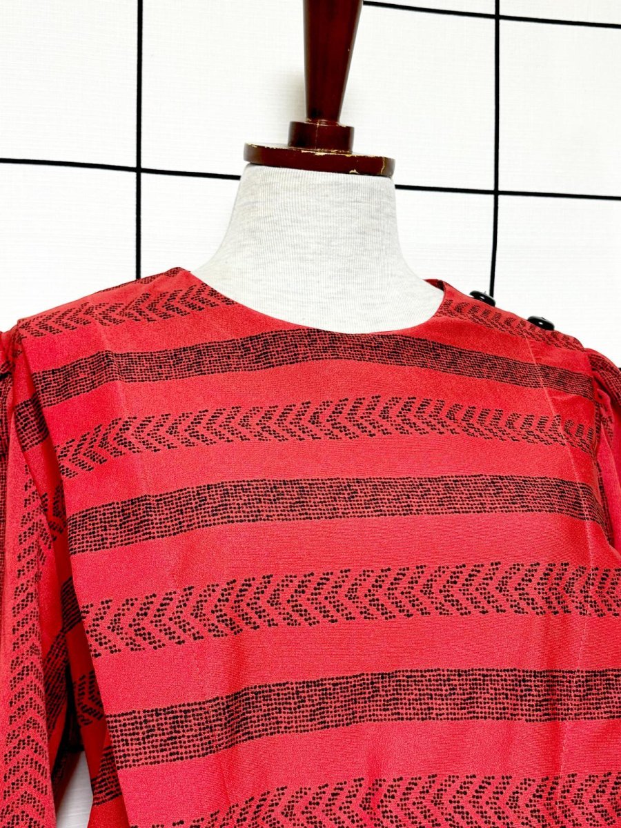 画像5: ストライプ ボーダー ウエストゴム レトロ USA古着 ヴィンテージワンピース (5)