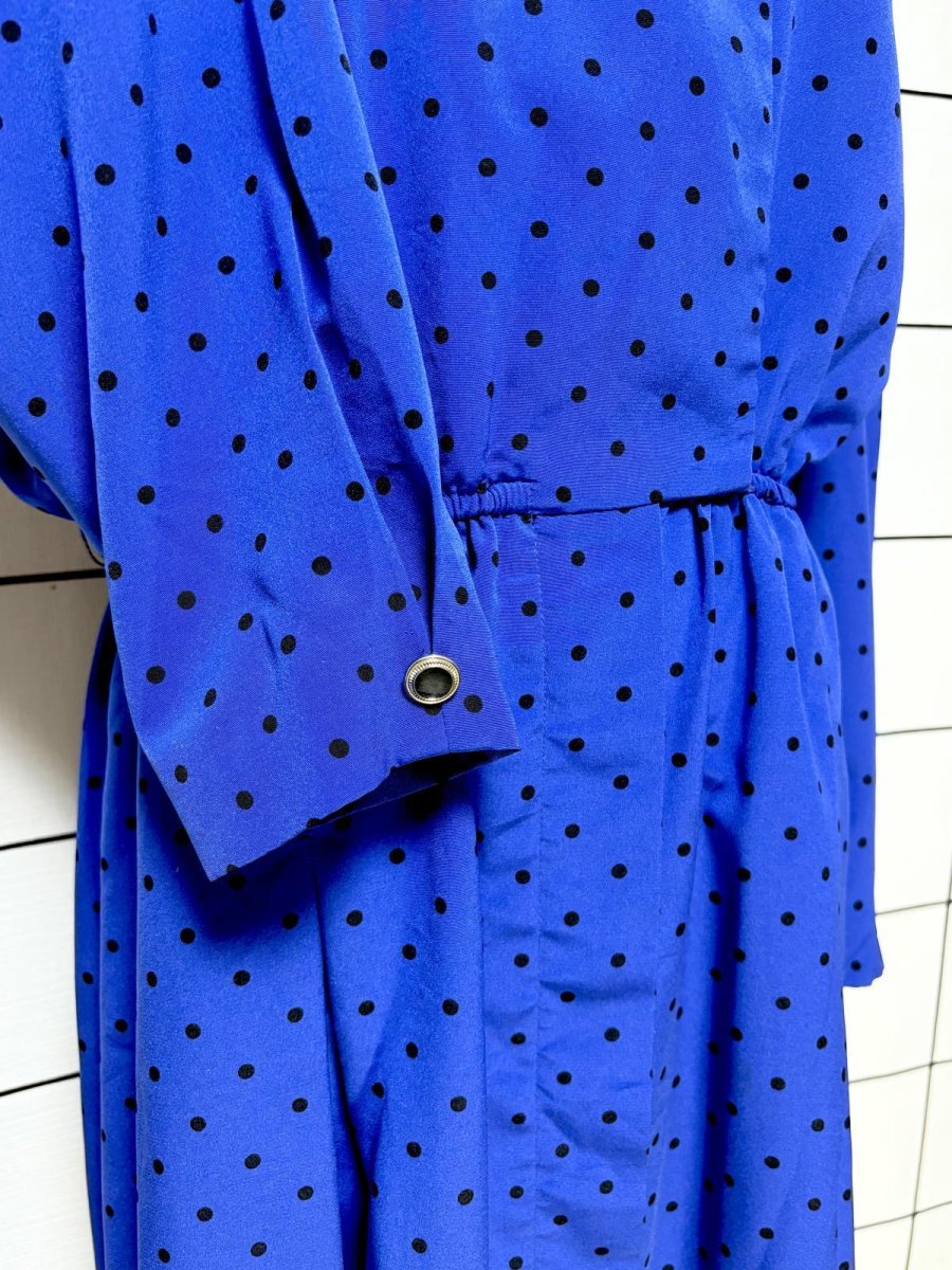 画像7: ドット柄 ウエストゴム レトロ USA古着 ヴィンテージワンピース (7)