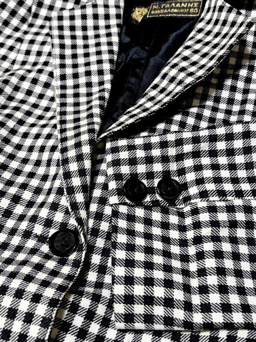 画像9: ギンガムチェック モノクロ レトロ USA古着 ヴィンテージテーラードジャケット (9)