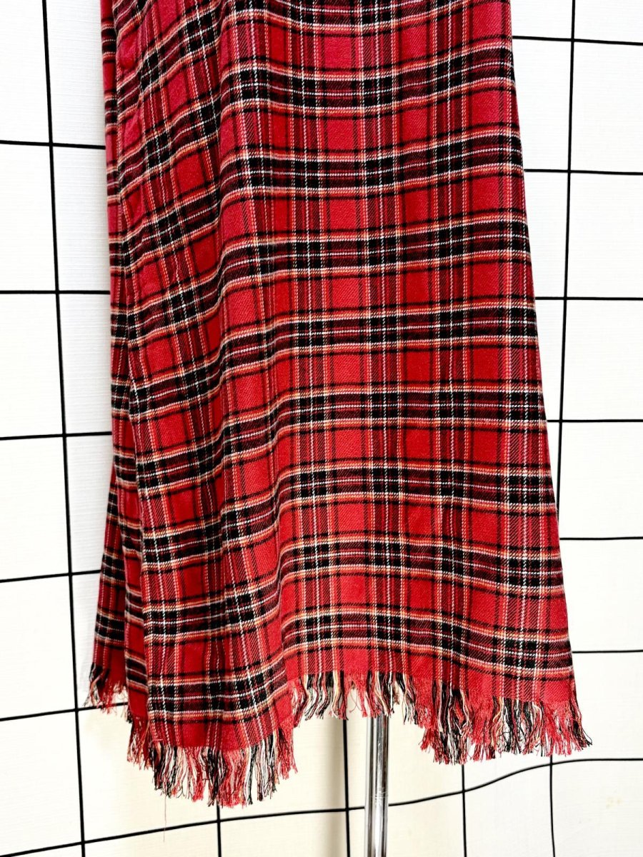 画像10: トラッドコーデにもおすすめ チェック柄 フリンジ ノースリーブ レトロ USA古着 ヴィンテージワンピース (10)