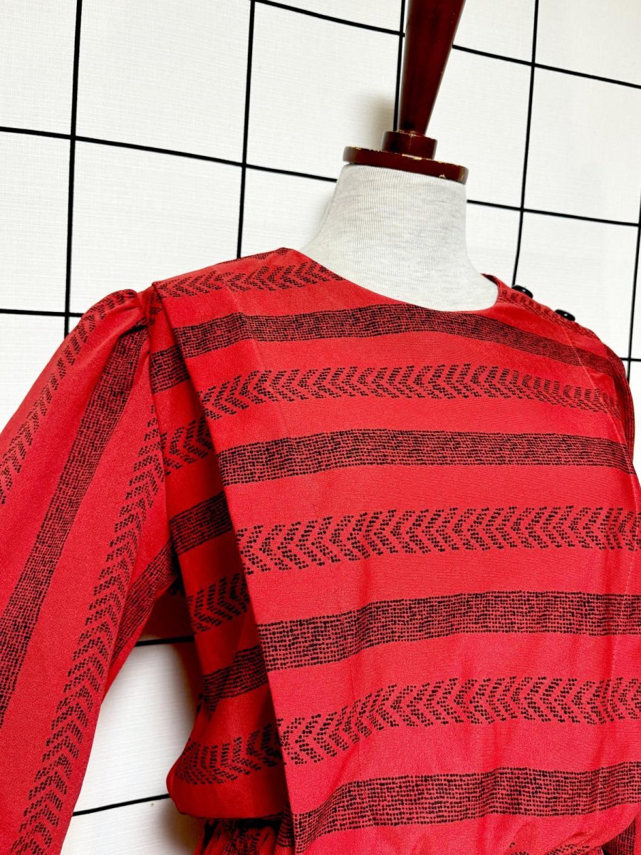 画像6: ストライプ ボーダー ウエストゴム レトロ USA古着 ヴィンテージワンピース (6)