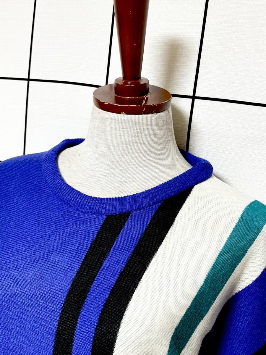 画像4: ストライプ模様編み レトロ USA古着 ヴィンテージニットワンピース (4)