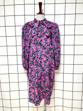 画像1: リボンタイ 花柄 レトロ USA古着 ヴィンテージワンピース (1)