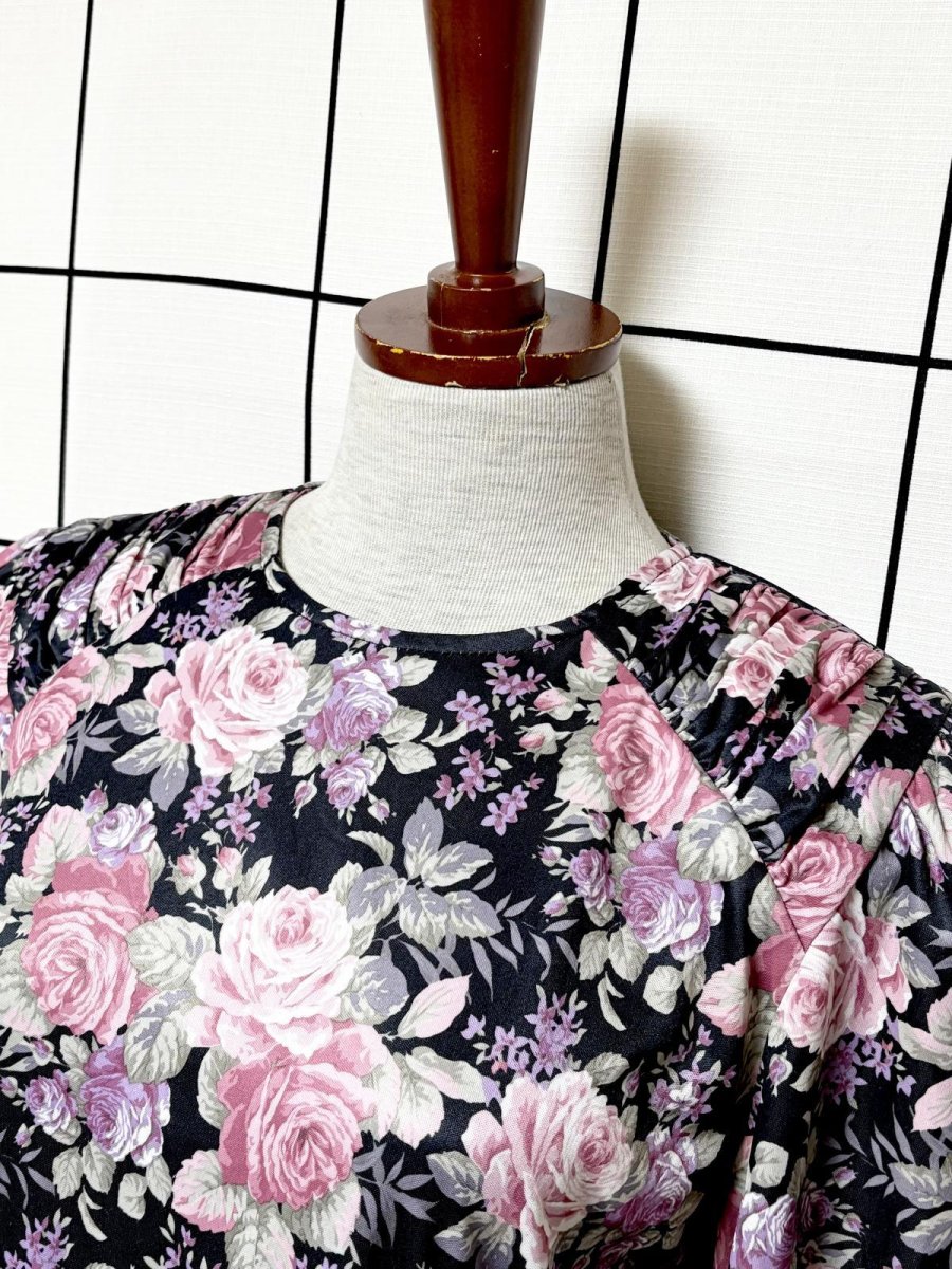 画像4: 花柄 レトロ 長袖 USA古着 ヴィンテージワンピース (4)