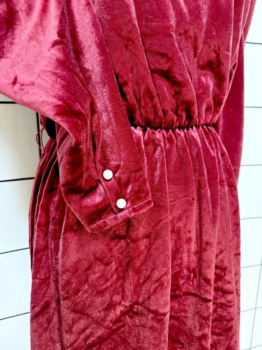 画像7: ベロア 無地 レトロ 長袖 USA古着 ヴィンテージワンピース (7)