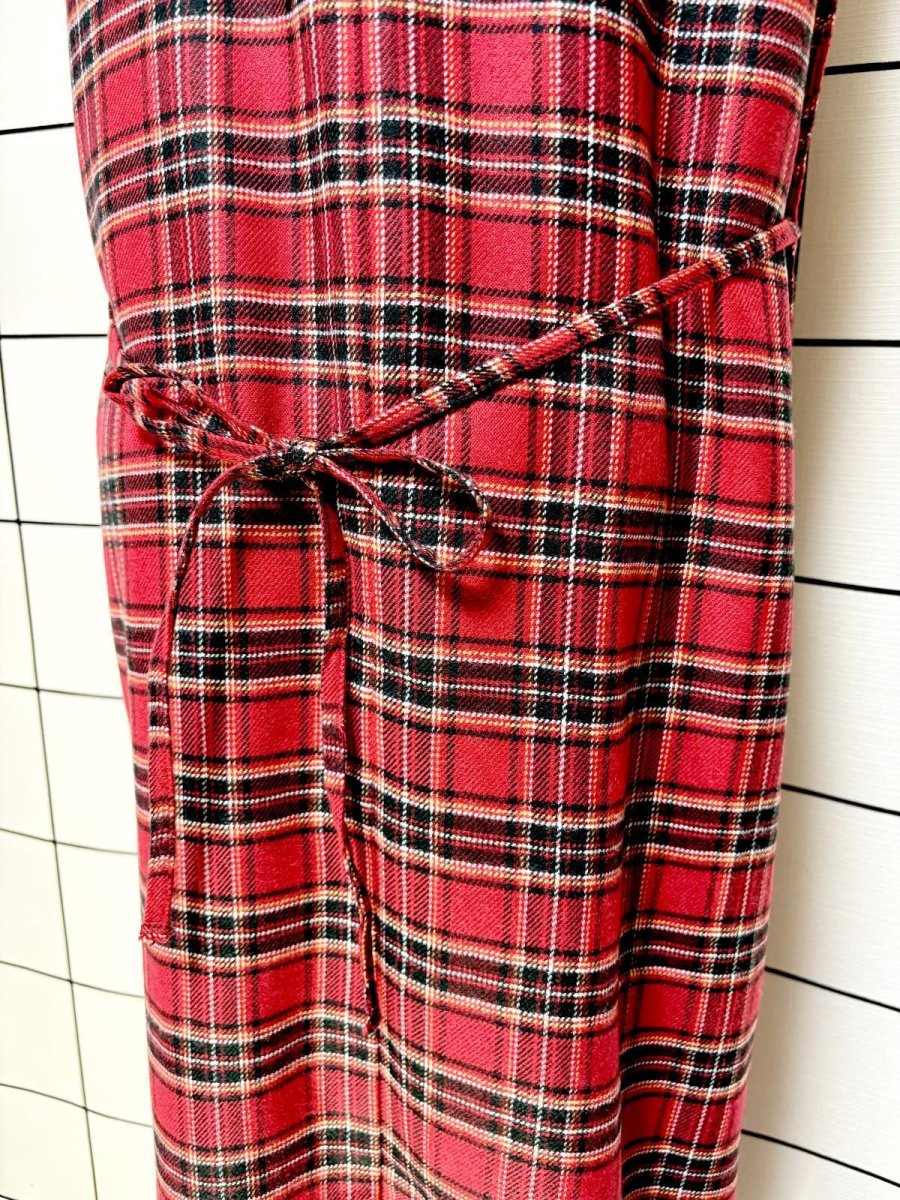 画像4: トラッドコーデにもおすすめ チェック柄 フリンジ ノースリーブ レトロ USA古着 ヴィンテージワンピース (4)