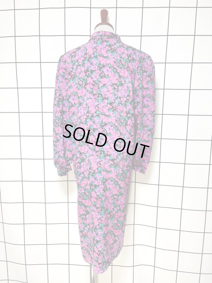 画像2: リボンタイ 花柄 レトロ USA古着 ヴィンテージワンピース (2)