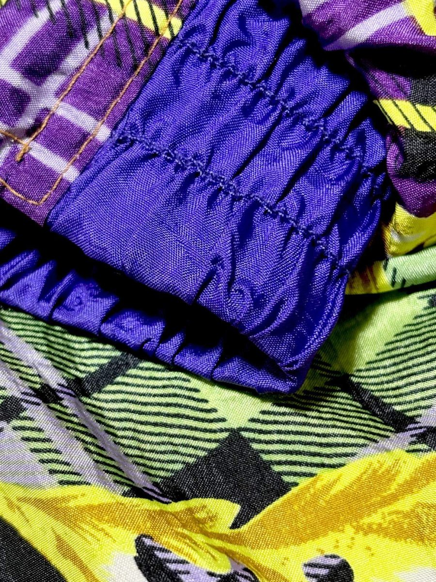 画像12: チェック柄 花柄 オーバーサイズ ジップアップ レトロ USA古着 ジャンパー ブルゾン ヴィンテージナイロンジャケット (12)