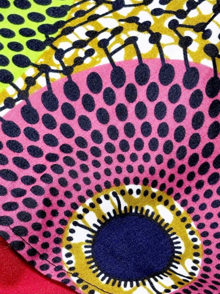 画像12: アフリカンバティック ドレス フレア袖 ティアード 古着 エスニック レトロ ヴィンテージワンピース (12)