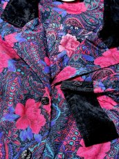 画像11: 薔薇柄 ペイズリー ベルベット切り替え UNIONMADE ウエストゴム レトロ 長袖 USA古着 ヴィンテージワンピース (11)