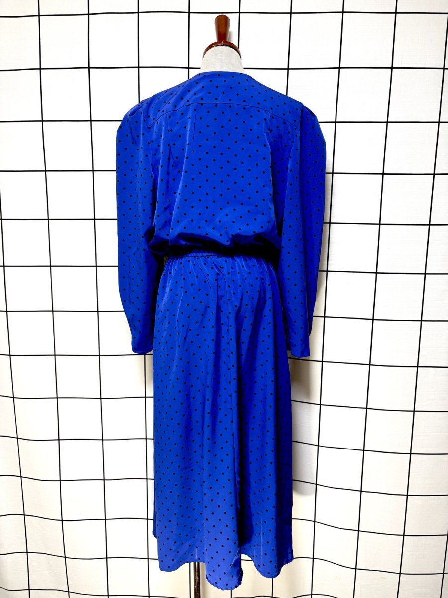 画像2: ドット柄 ウエストゴム レトロ USA古着 ヴィンテージワンピース (2)