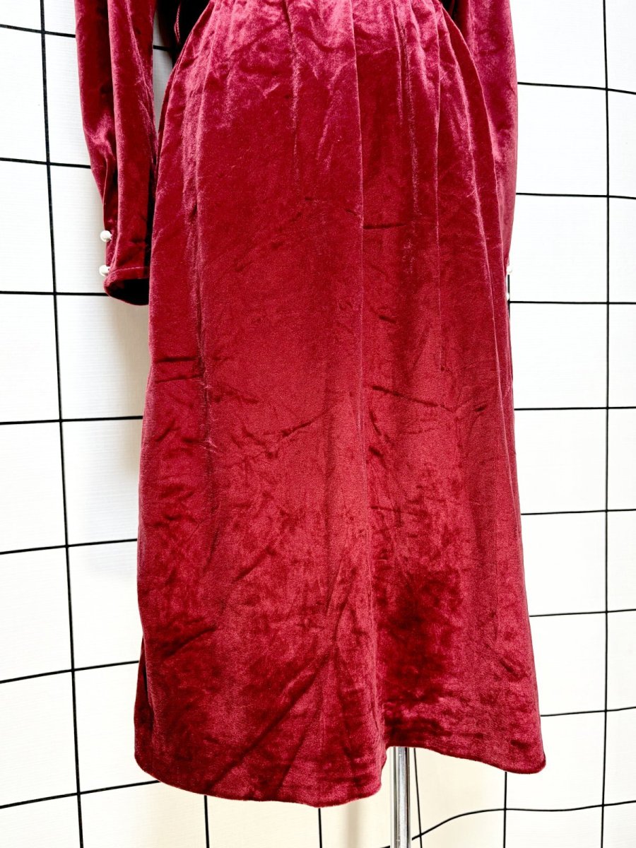 画像8: ベロア 無地 レトロ 長袖 USA古着 ヴィンテージワンピース (8)