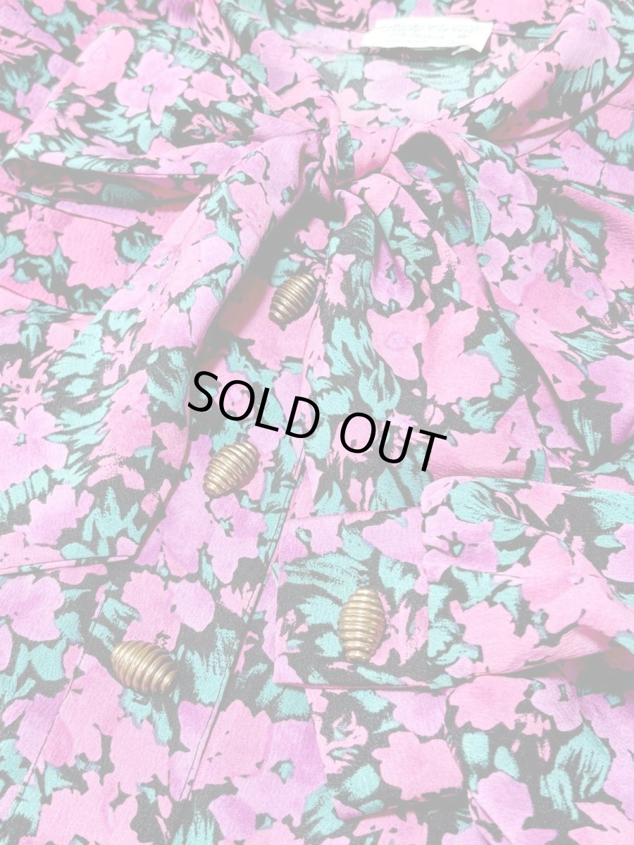 画像10: リボンタイ 花柄 レトロ USA古着 ヴィンテージワンピース (10)