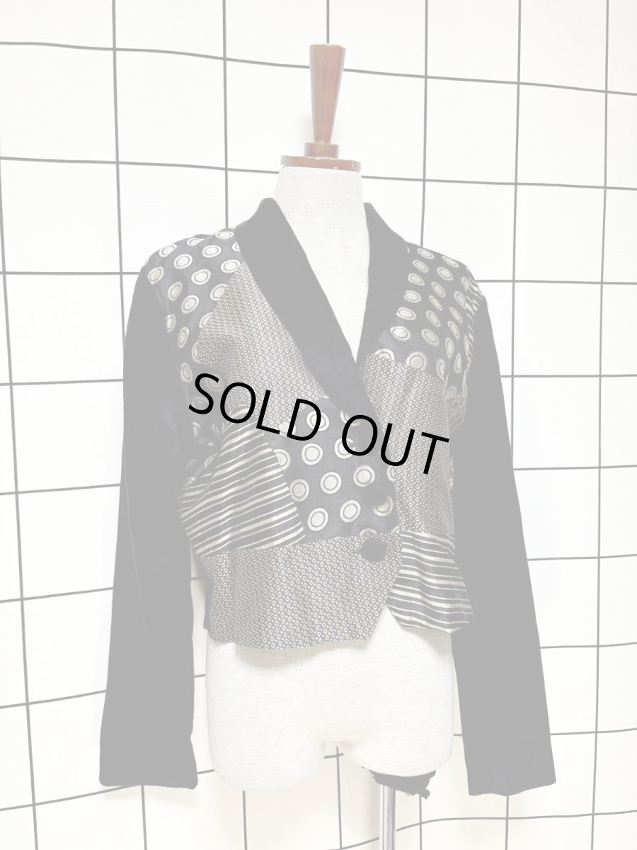 画像3: ショート丈 ドット柄 ストライプ レトロ USA古着 ヴィンテージジャケット (3)