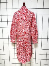 画像2: 花柄モチーフ レッド ホワイト レトロ 長袖 USA古着 ヴィンテージワンピース (2)