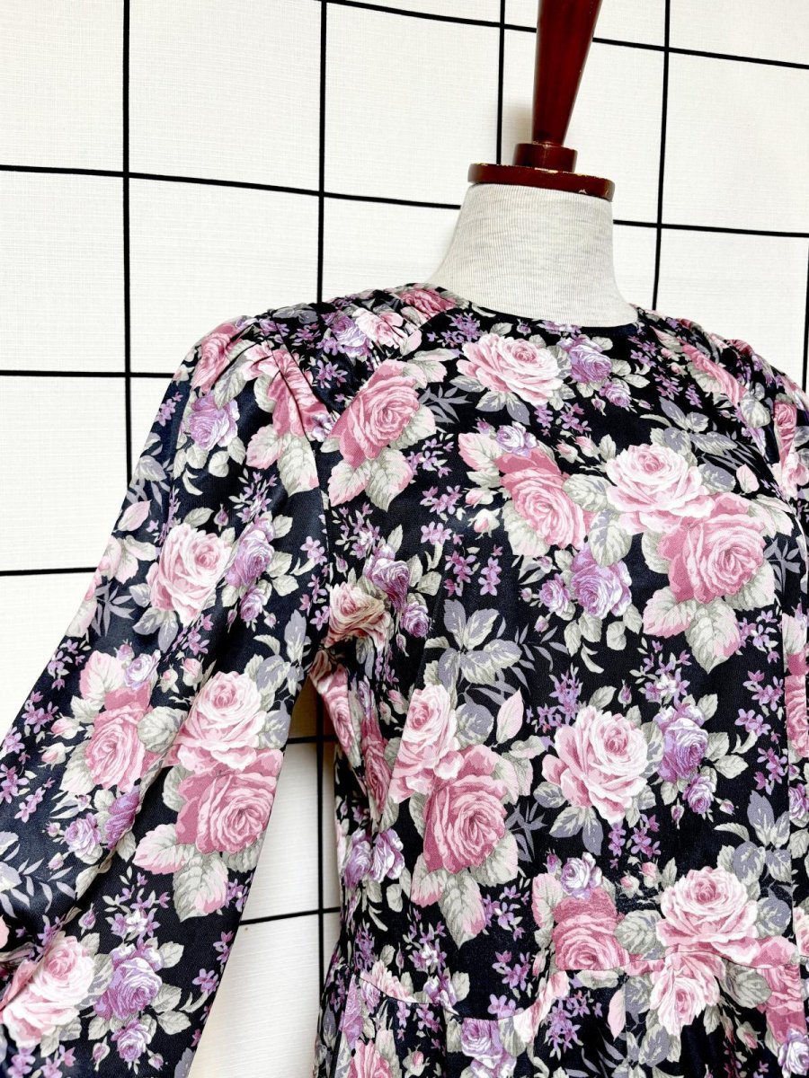 画像6: 花柄 レトロ 長袖 USA古着 ヴィンテージワンピース (6)