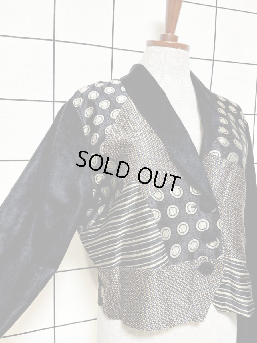 画像6: ショート丈 ドット柄 ストライプ レトロ USA古着 ヴィンテージジャケット (6)