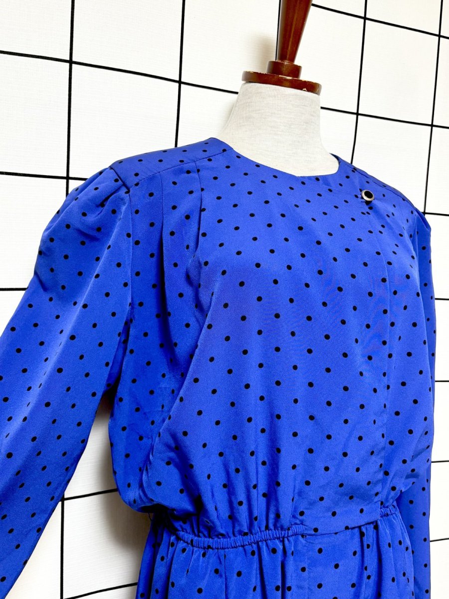 画像6: ドット柄 ウエストゴム レトロ USA古着 ヴィンテージワンピース (6)