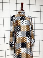 画像3: ドット チェック タートルネック レトロ 長袖 USA古着 ヴィンテージワンピース (3)