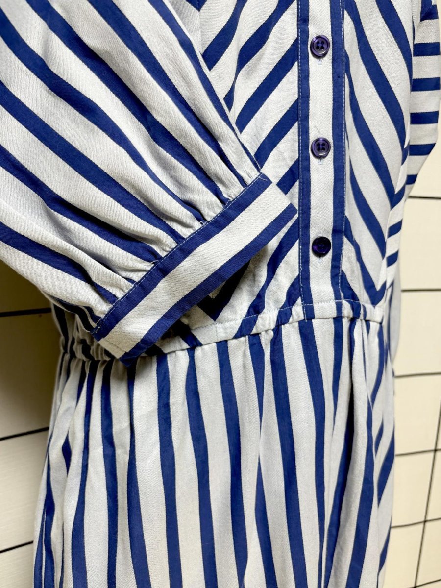 画像7: ストライプ ウエストゴム レトロ USA古着 ヴィンテージワンピース (7)