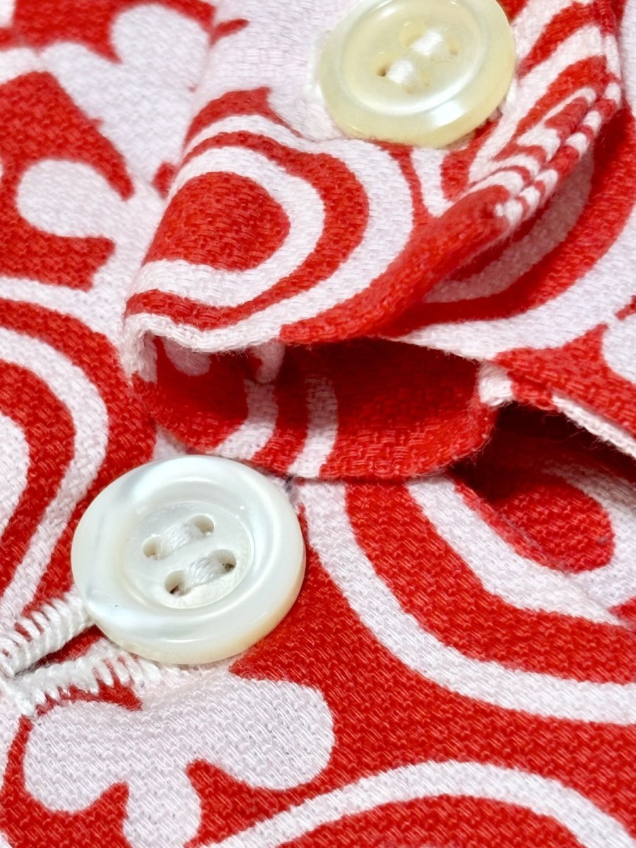 画像11: 花柄モチーフ レッド ホワイト レトロ 長袖 USA古着 ヴィンテージワンピース (11)