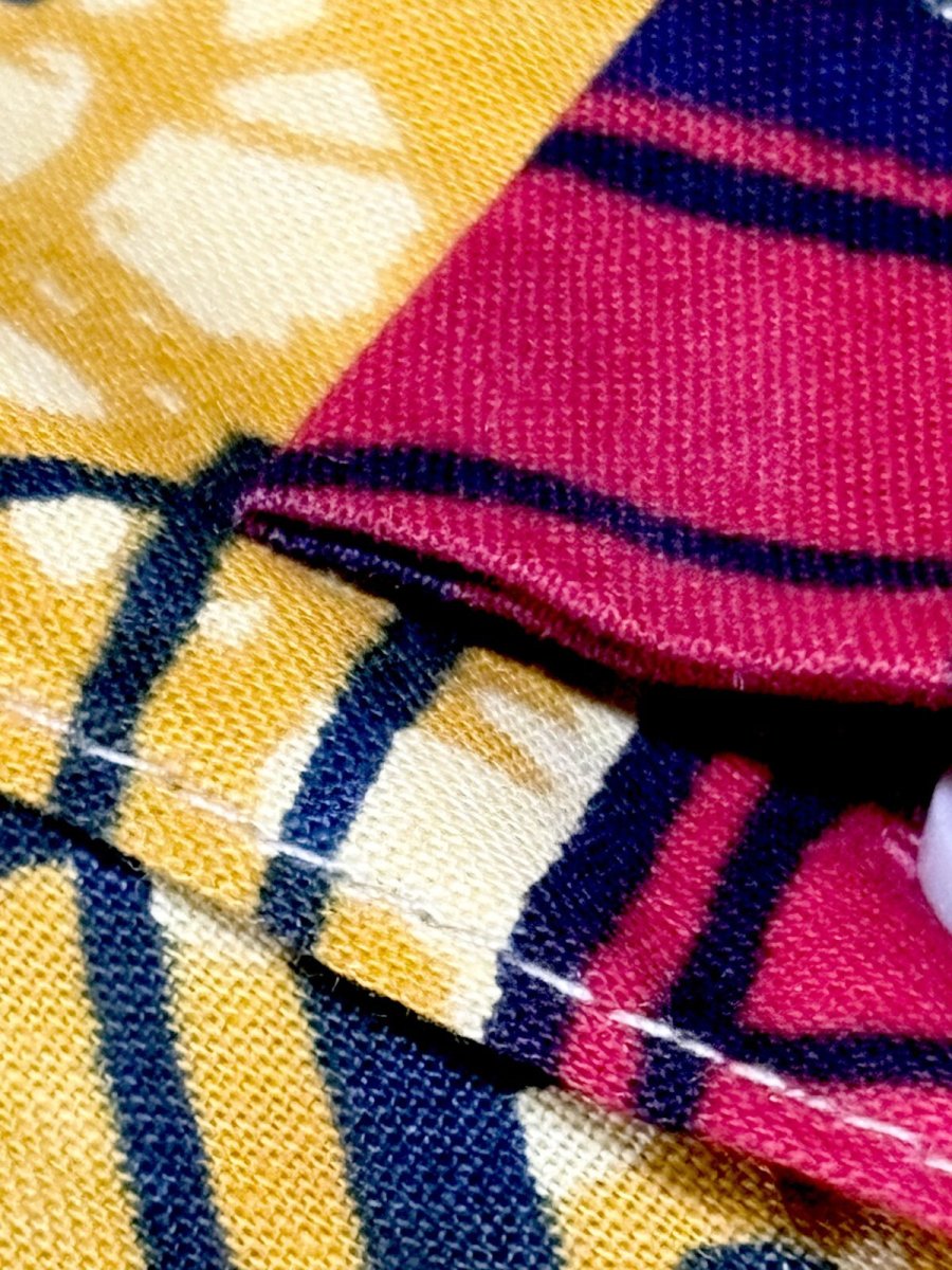 画像12: アフリカンバティック ドレス スタンドカラー 前開き 古着 エスニック レトロ ヴィンテージワンピース (12)