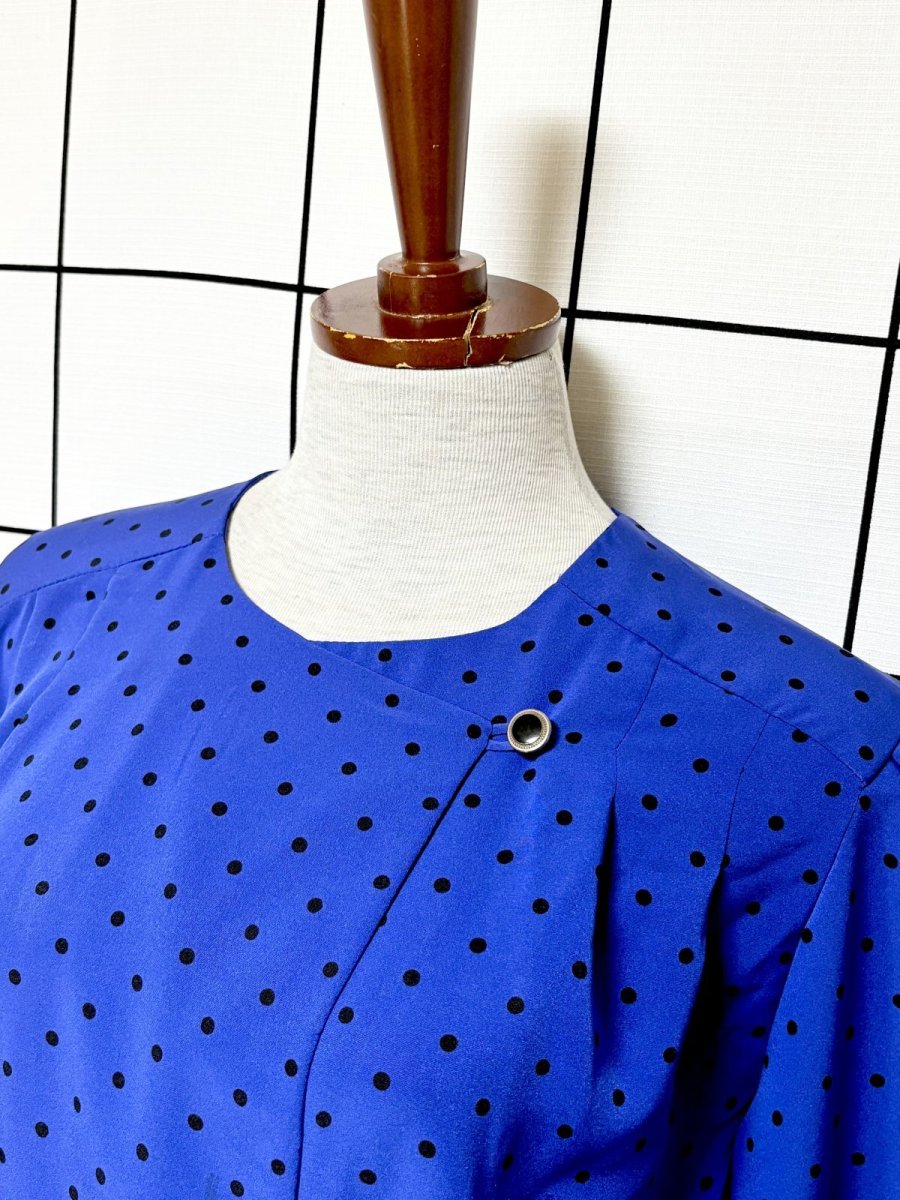 画像4: ドット柄 ウエストゴム レトロ USA古着 ヴィンテージワンピース (4)