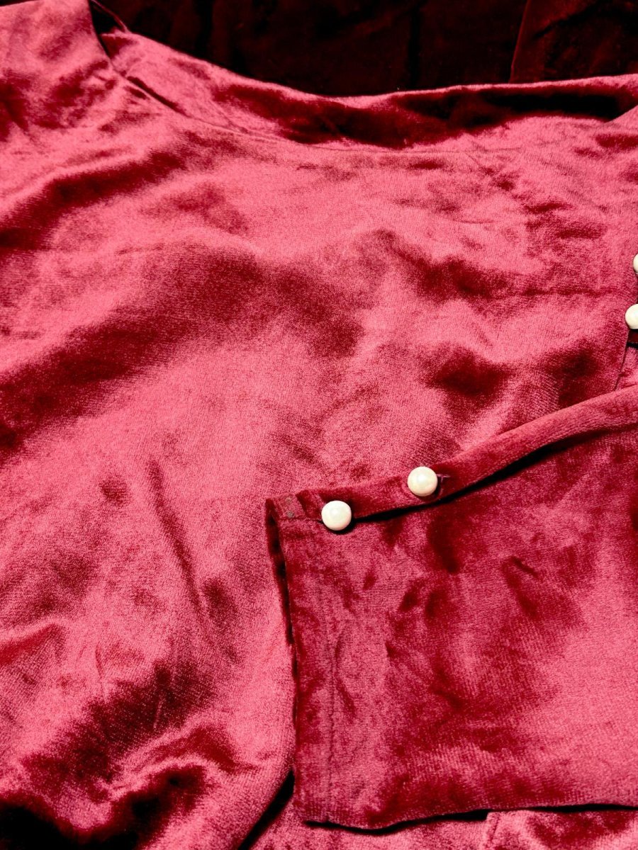 画像9: ベロア 無地 レトロ 長袖 USA古着 ヴィンテージワンピース (9)