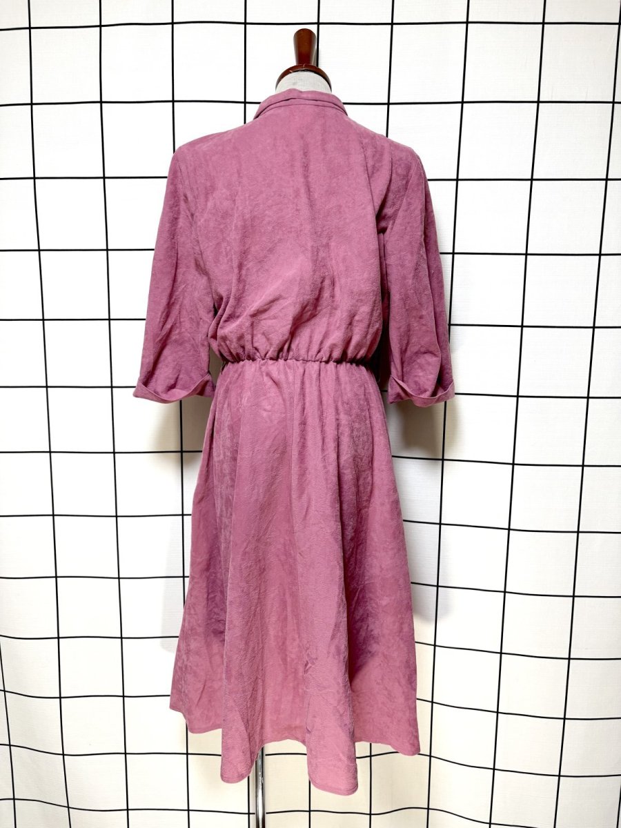 画像2: ベルベット ウエストゴム レトロ 長袖 USA古着 ヴィンテージワンピース (2)