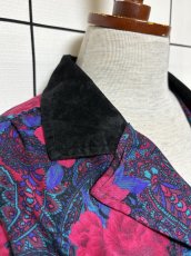 画像7: 薔薇柄 ペイズリー ベルベット切り替え UNIONMADE ウエストゴム レトロ 長袖 USA古着 ヴィンテージワンピース (7)