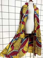 画像9: アフリカンバティック ドレス スタンドカラー 前開き 古着 エスニック レトロ ヴィンテージワンピース (9)