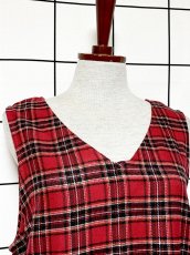 画像7: トラッドコーデにもおすすめ チェック柄 フリンジ ノースリーブ レトロ USA古着 ヴィンテージワンピース (7)