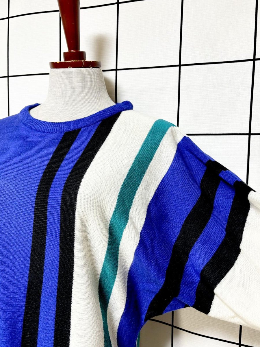 画像6: ストライプ模様編み レトロ USA古着 ヴィンテージニットワンピース (6)