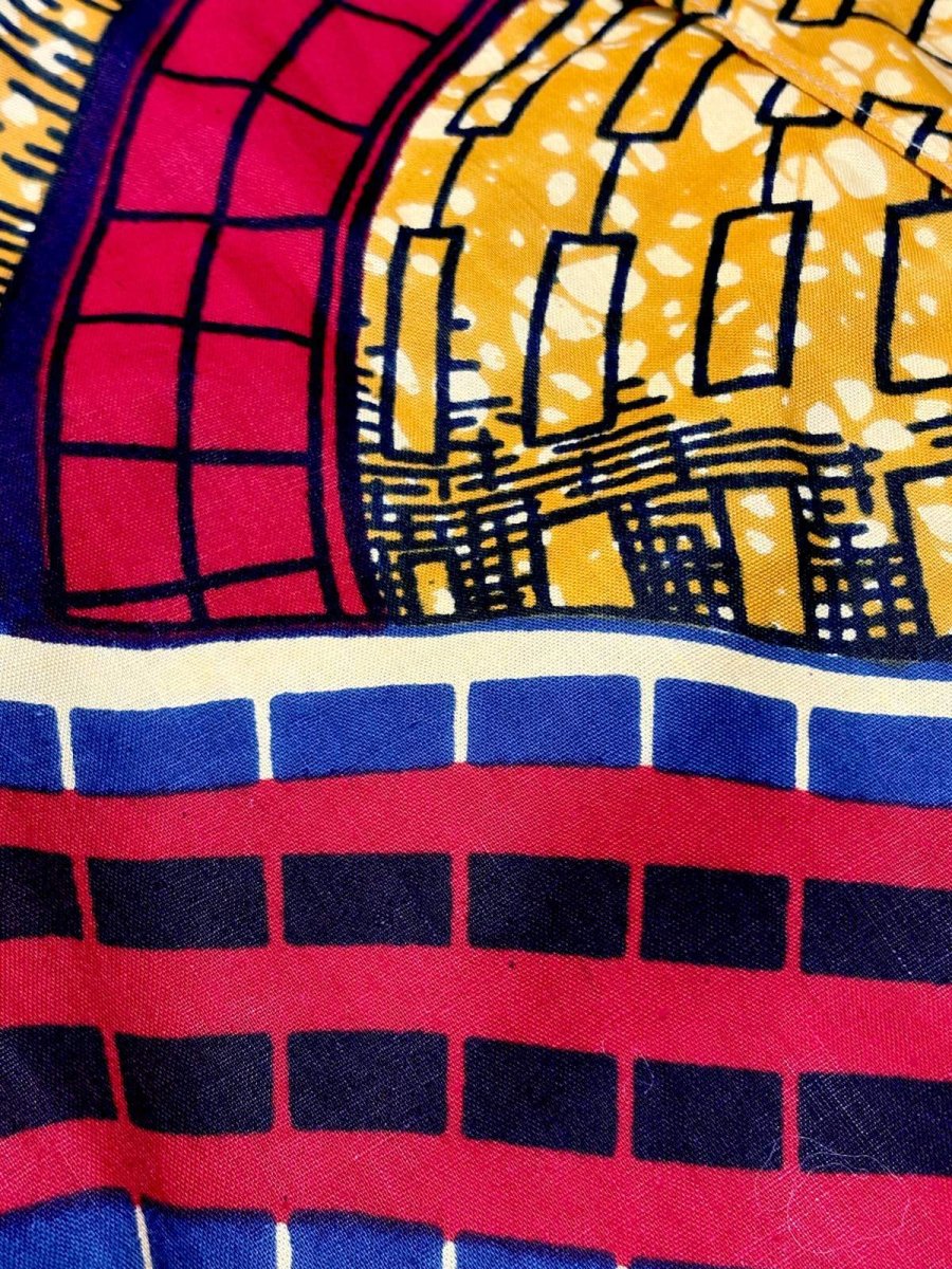 画像11: アフリカンバティック ドレス スタンドカラー 前開き 古着 エスニック レトロ ヴィンテージワンピース (11)