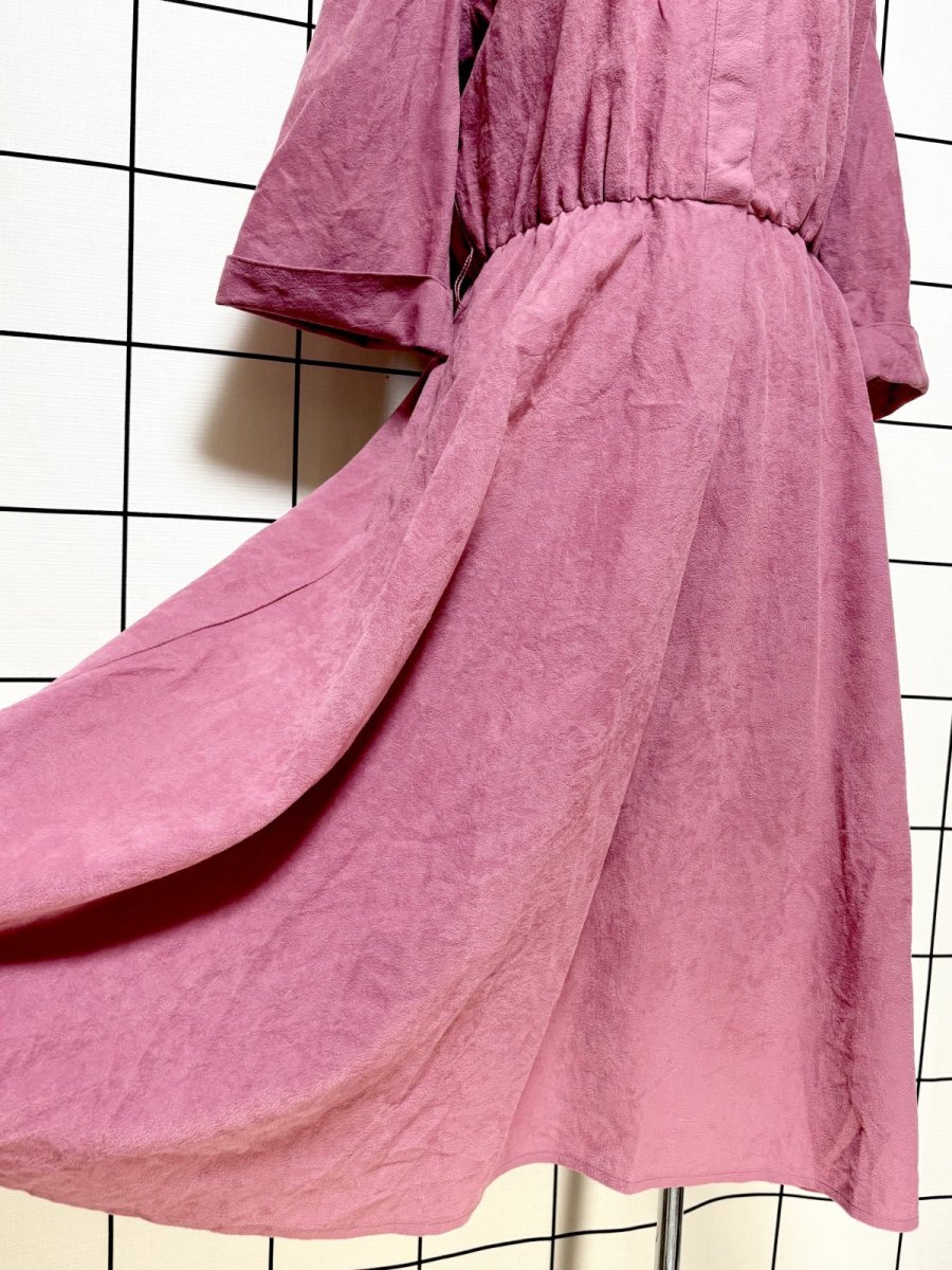 画像9: ベルベット ウエストゴム レトロ 長袖 USA古着 ヴィンテージワンピース (9)
