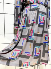 画像11: フロントティアードデザイン ウエストゴム レトロ USA古着 ヴィンテージワンピース (11)