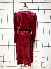 画像2: ベロア 無地 レトロ 長袖 USA古着 ヴィンテージワンピース (2)