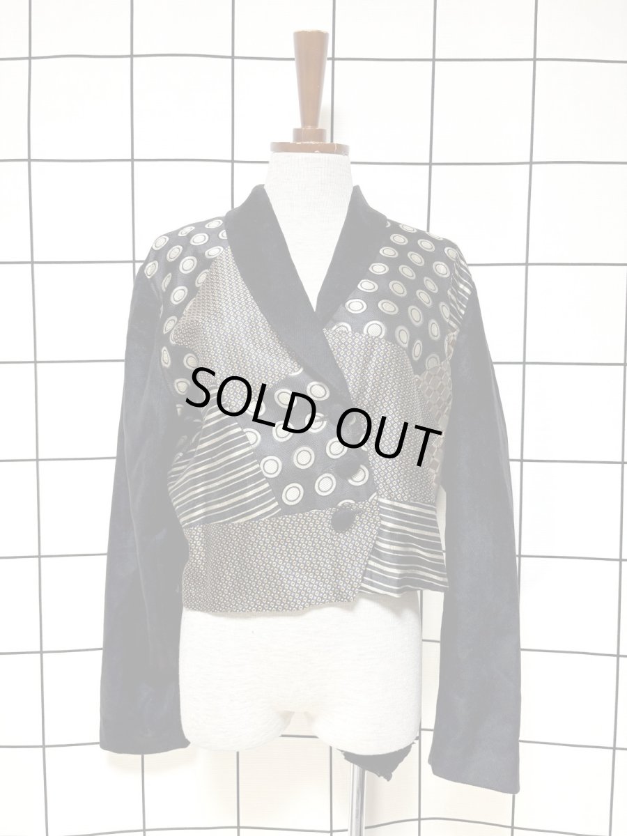 画像1: ショート丈 ドット柄 ストライプ レトロ USA古着 ヴィンテージジャケット (1)