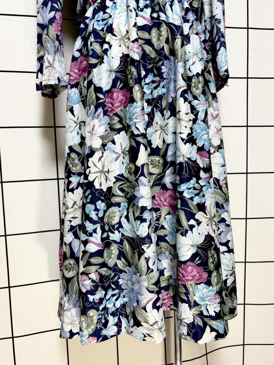 画像8: 花柄 ウエストゴム レトロ USA古着 ヴィンテージワンピース (8)