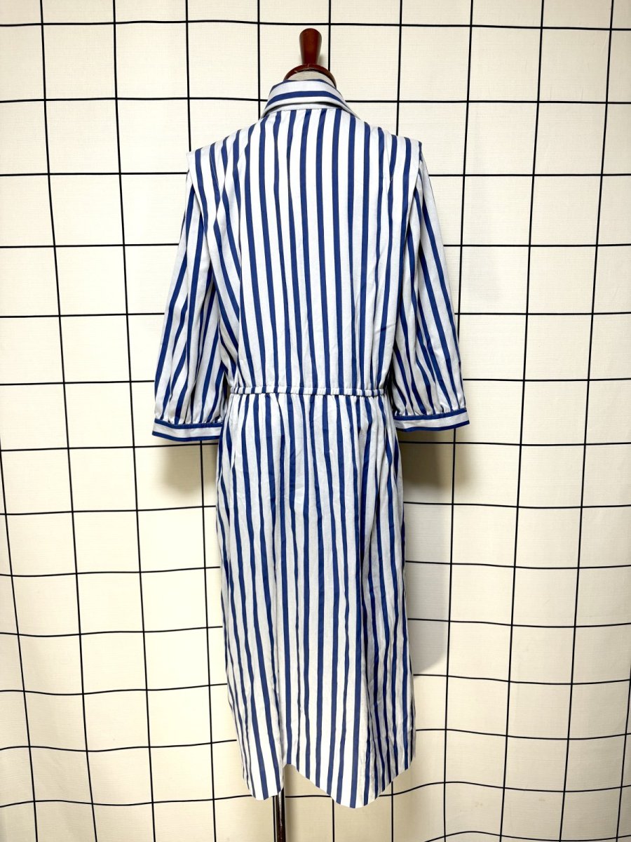 画像2: ストライプ ウエストゴム レトロ USA古着 ヴィンテージワンピース (2)