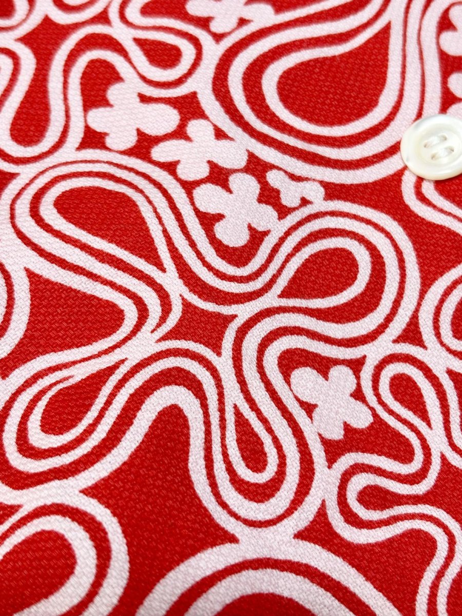 画像10: 花柄モチーフ レッド ホワイト レトロ 長袖 USA古着 ヴィンテージワンピース (10)