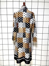 画像2: ドット チェック タートルネック レトロ 長袖 USA古着 ヴィンテージワンピース (2)
