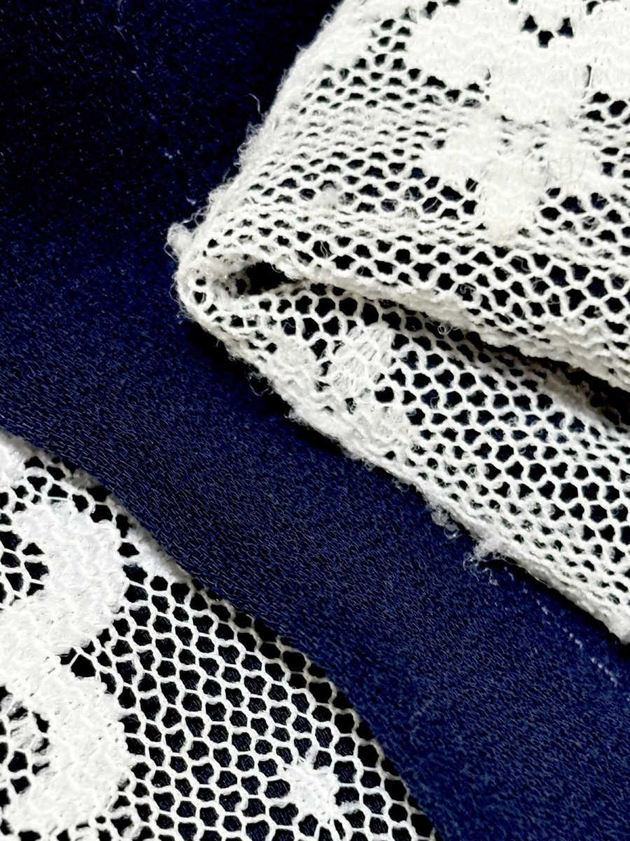 画像13: レース装飾 ネイビー レトロクラシカル  CANADA 古着 ヴィンテージドレス (13)